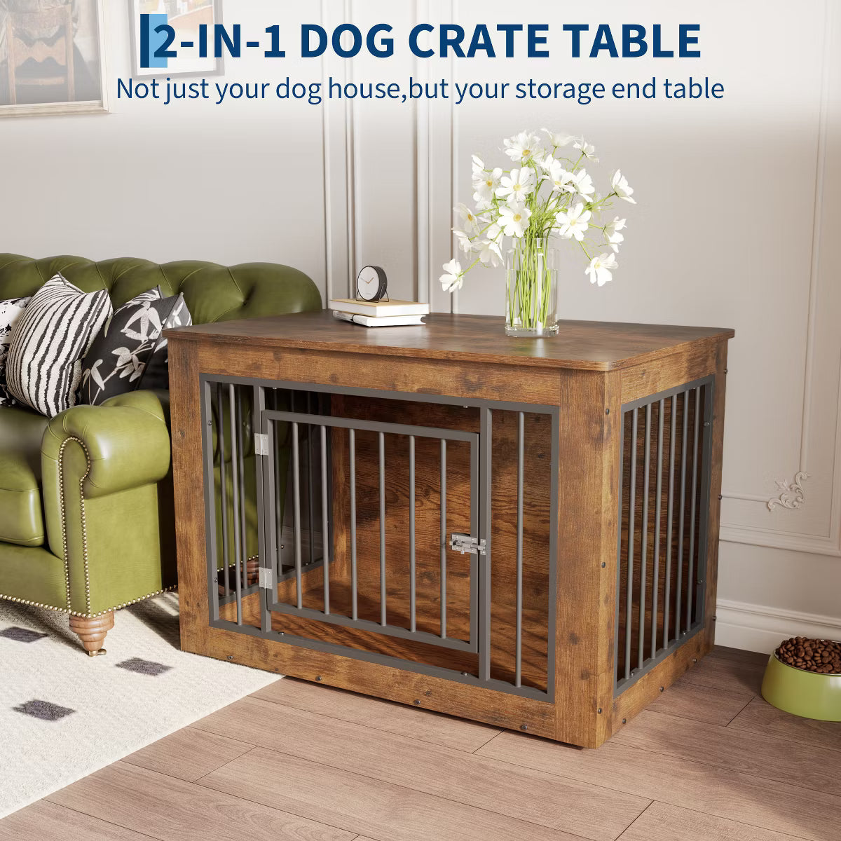 Wood Fusion Dog Cage Indoor As Side End Table,