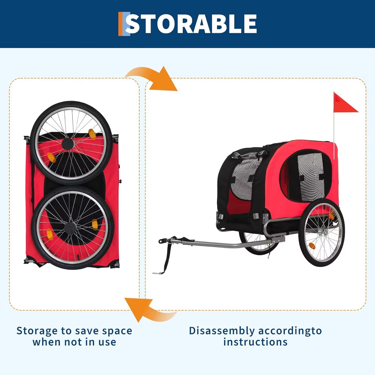 Dog Bike Trailer for Medium & Large Dogs - 2 in 1 Convertible Jogger Stroller with Universal Hitch