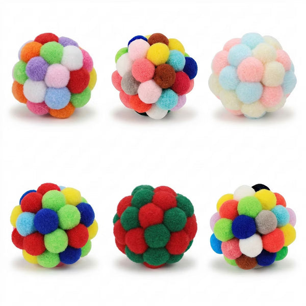 Plush Cat Toy Balls with Bells, 6 Pack