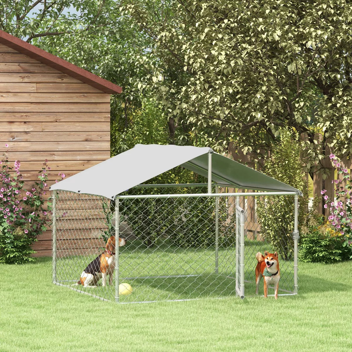 Outdoor Dog Kennel, Heavy Duty Dog Run with Waterproof Cover