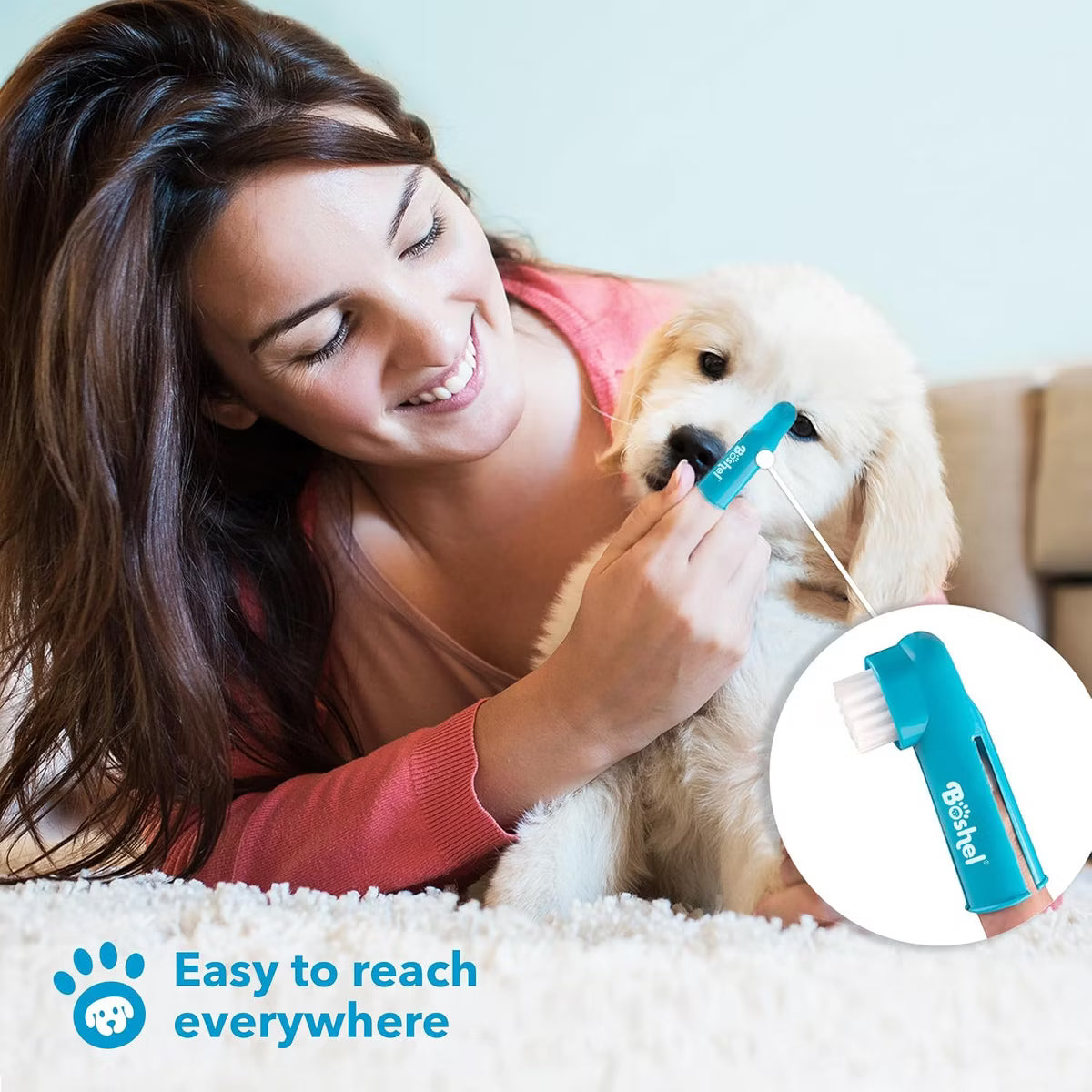 6 Dual-Headed Dog Tooth Brush + 2 Pet Finger Toothbrush for Small and Large Breeds, 8 Pack