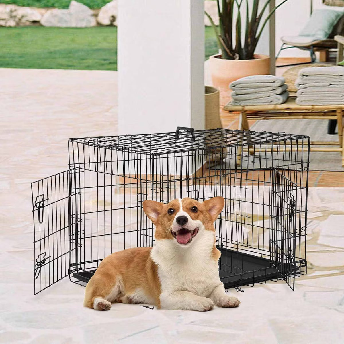 Extra Large Dog Crate Dog Kennel Cage with Double Door