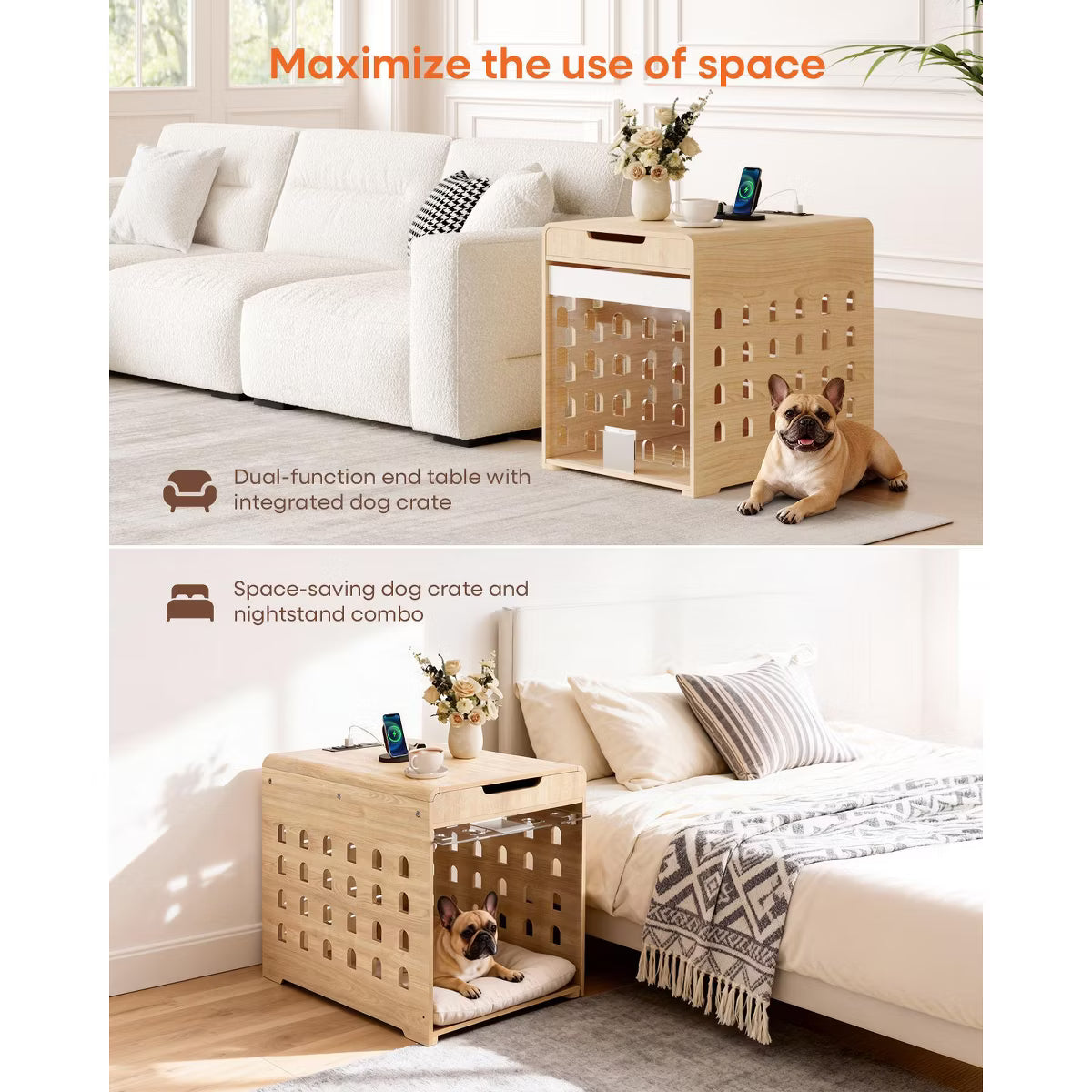 Modern Dog Crate Furniture End Table