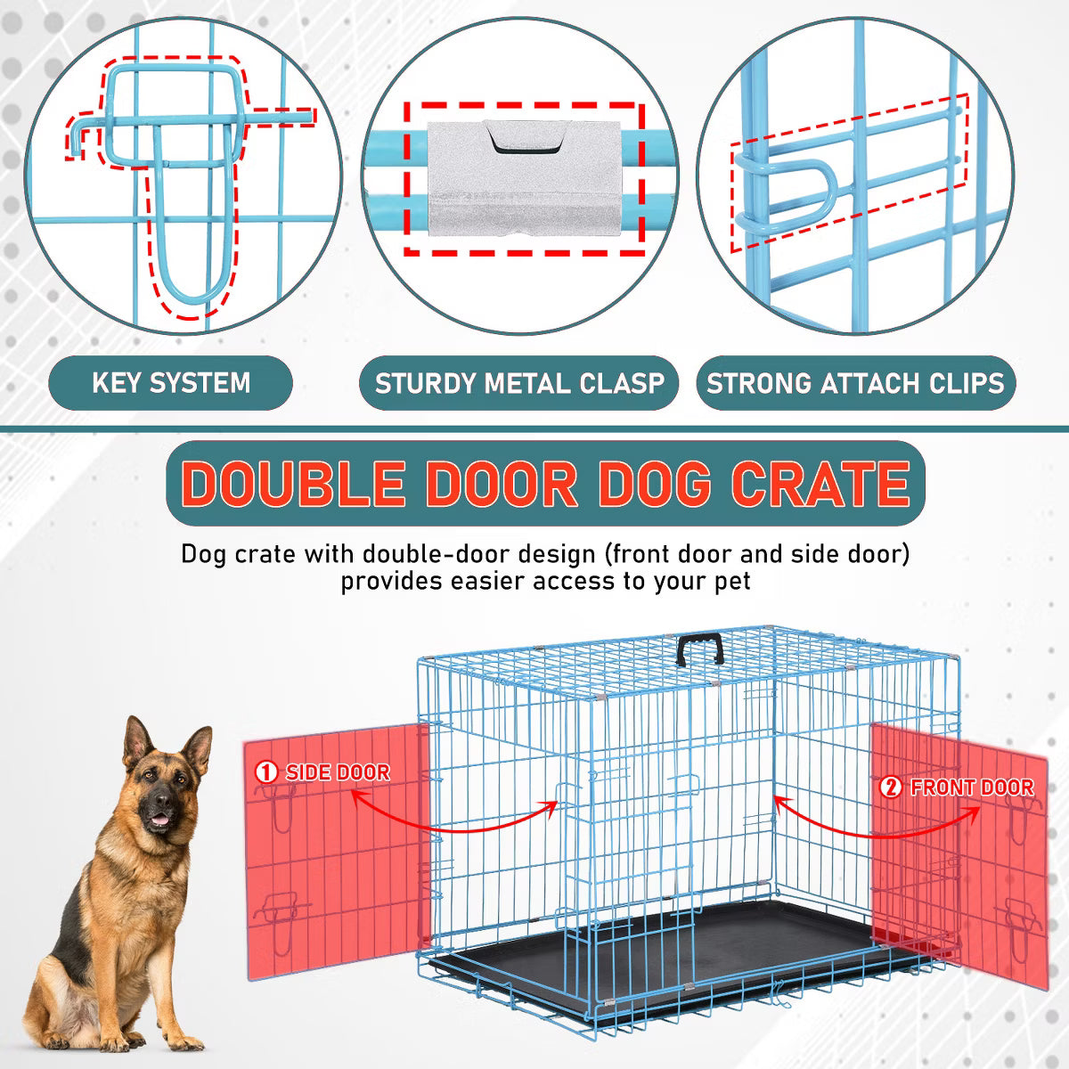 36in Dog Crates for Dogs Folding Mental Wire Crates Dog Kennels Pet Crate with Removable Tray and Handle,