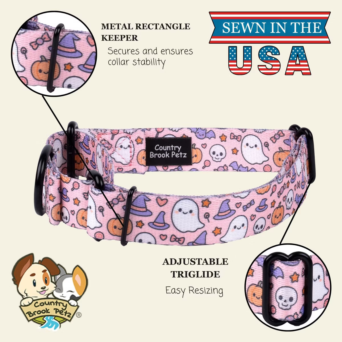 Boo Bash Martingale Dog Collar 5/8 Inch, Smal