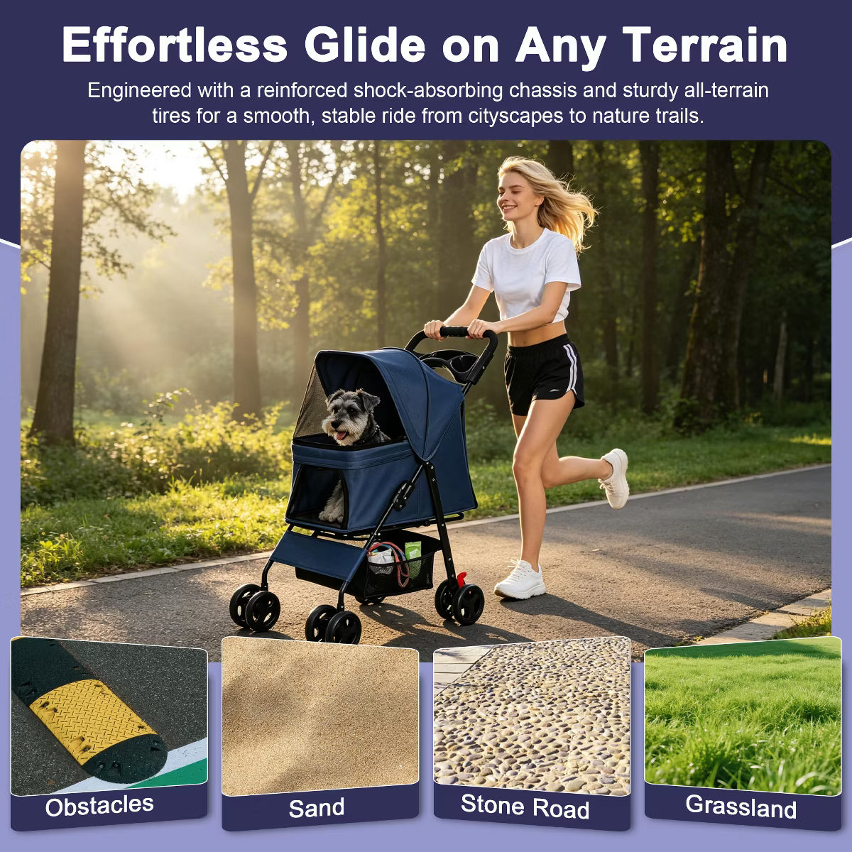Pet Stroller for Small Dogs and Cats Under 28 lbs,