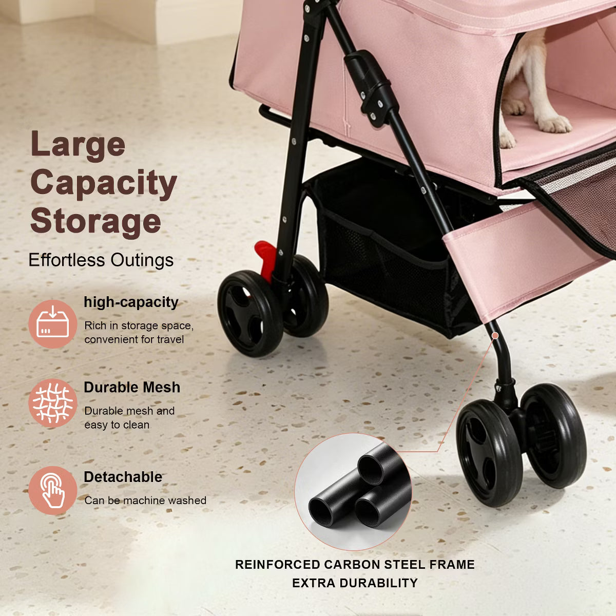 Pet Stroller for Small Dogs and Cats Under 28 lbs,