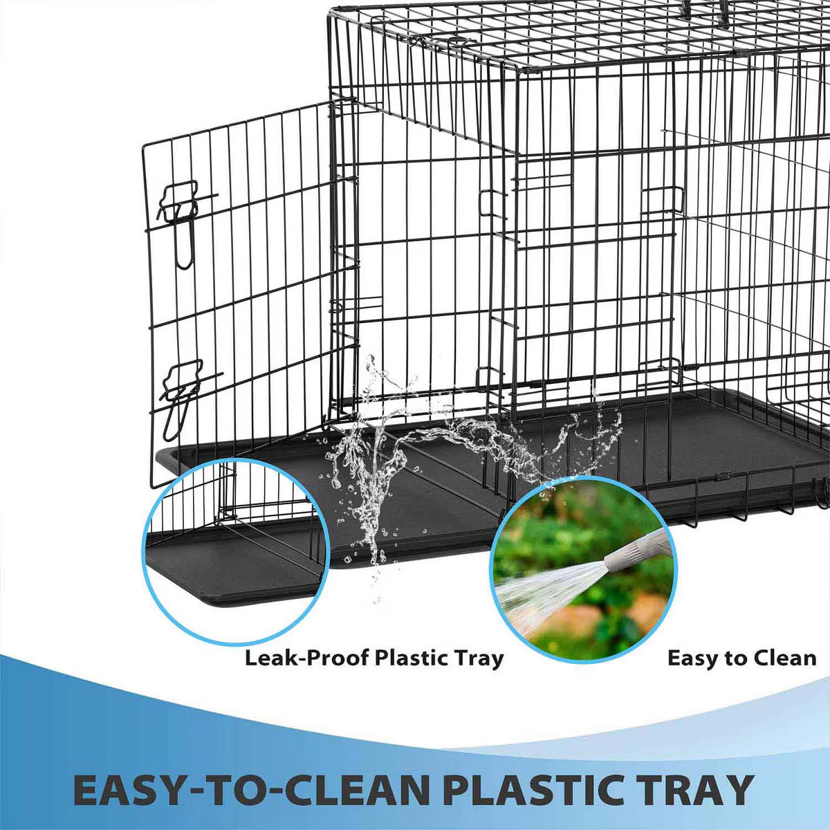 42 Inch Dog Crates for Large Dogs Folding Metal Wire Crates Dog Kennels Pet Dog Cage Crate with Double-Door