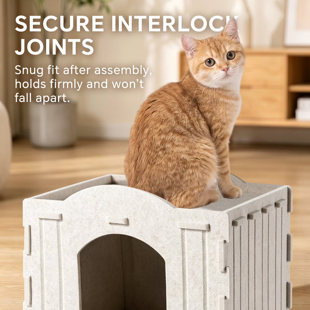 Foldable Felt Cat House Bed with Hanging Ball