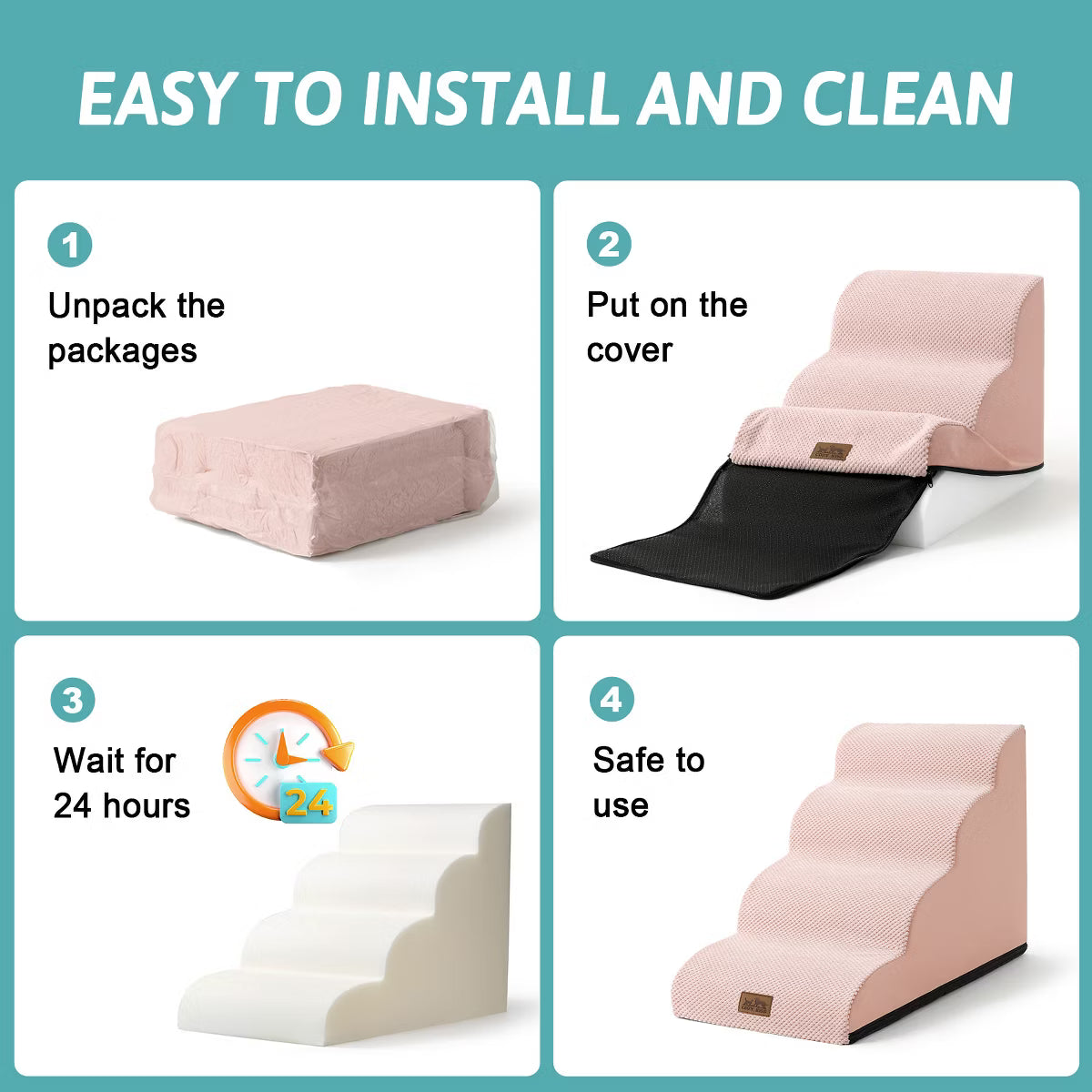 Curved Dog Stairs, Foam Ramp for Small Pets