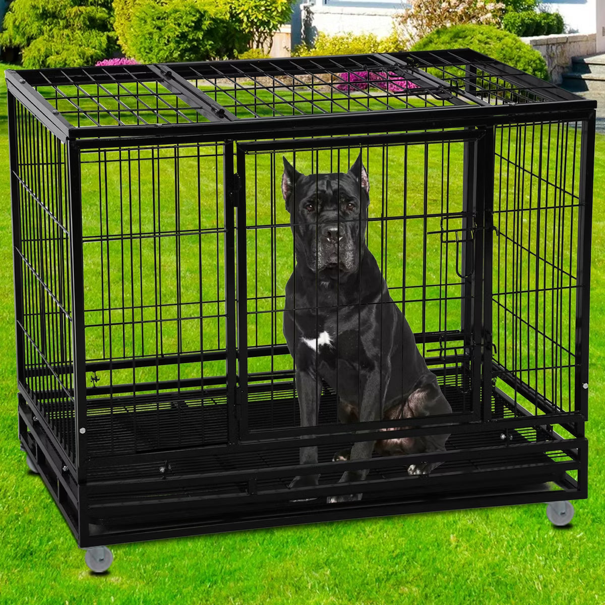 42 Inch Dog Crate Heavy Duty Dog Kennel Indoor Outdoor