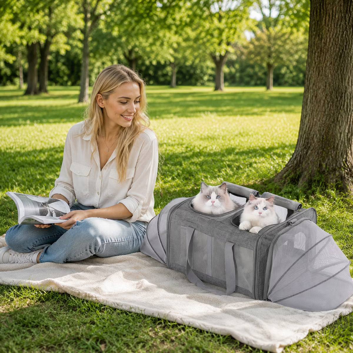 Large Double Cat Carrier Backpack for 2 Cats
