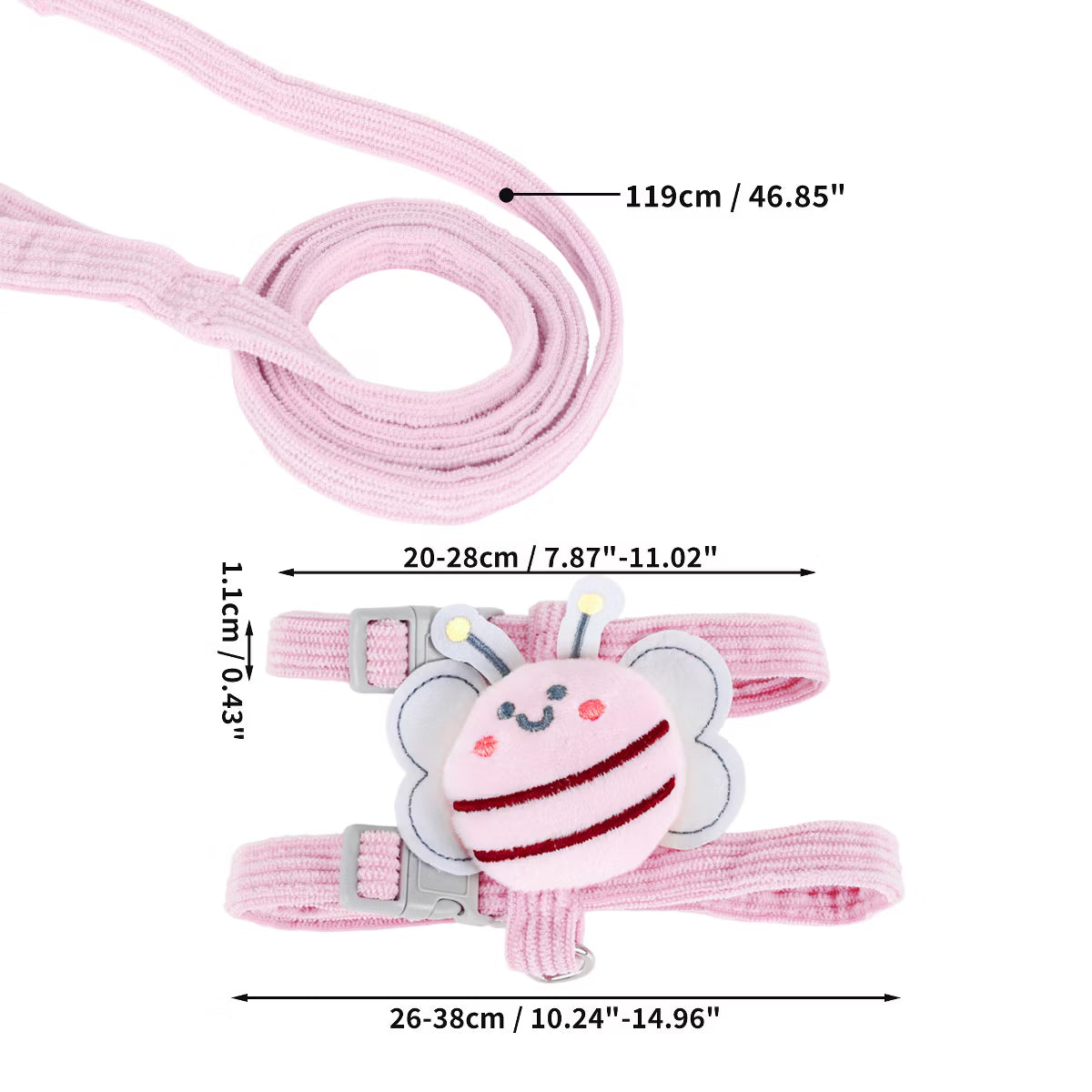 Cat Harness and Leash Set Pink S