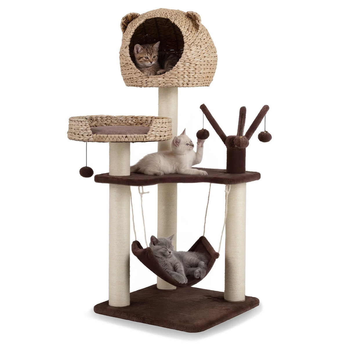 48'' Tall Cat Tree Tower Multi-Level Play Activity Center withCondo Hammock Cushion