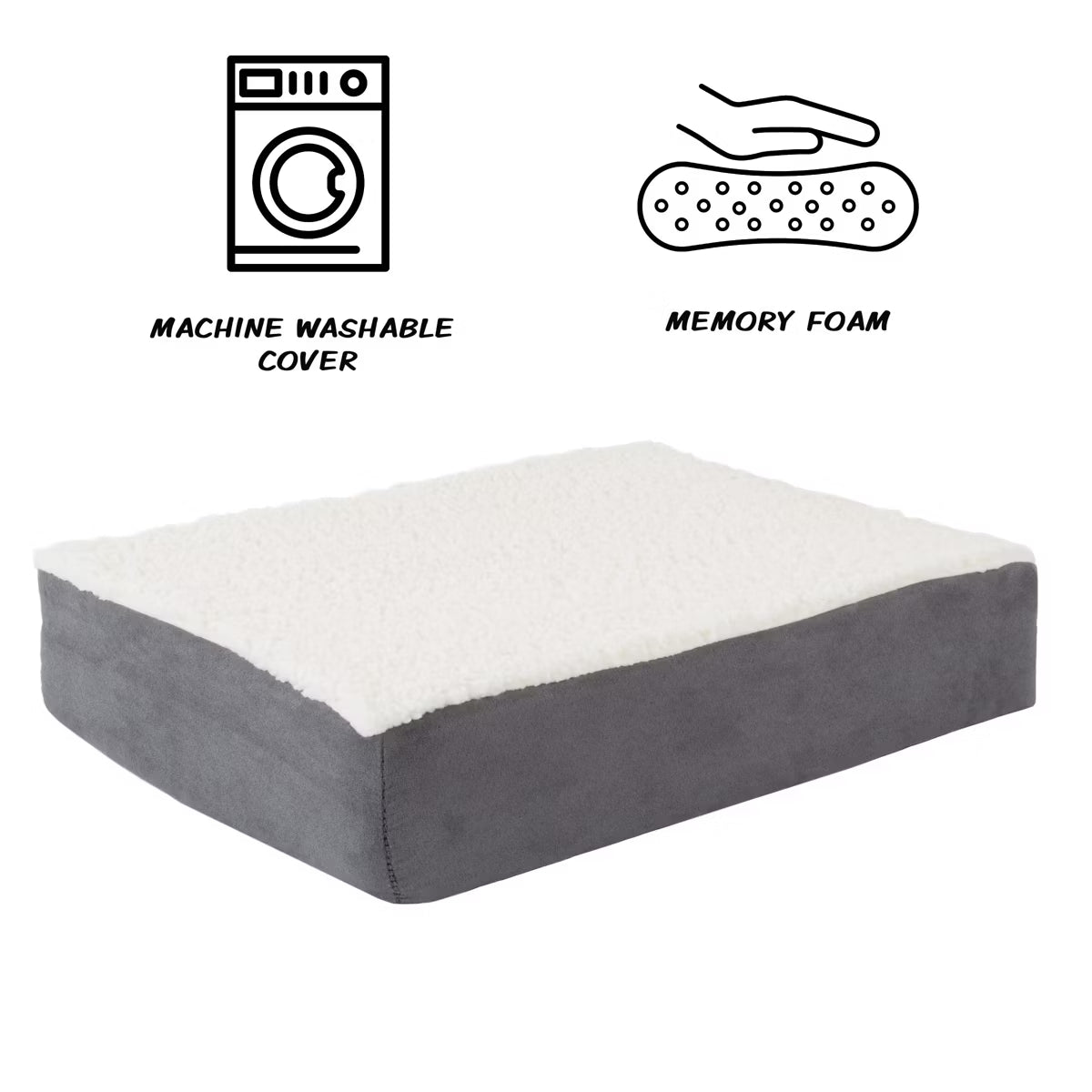 Orthopedic Dog Bed - 2-Layer Memory Foam Crate Mat with Machine Washable Cover
