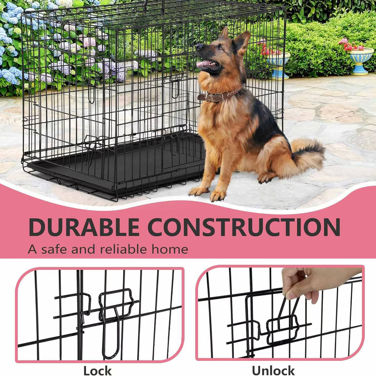 Extra Large Dog Crate Dog Kennel Cage with Double Door