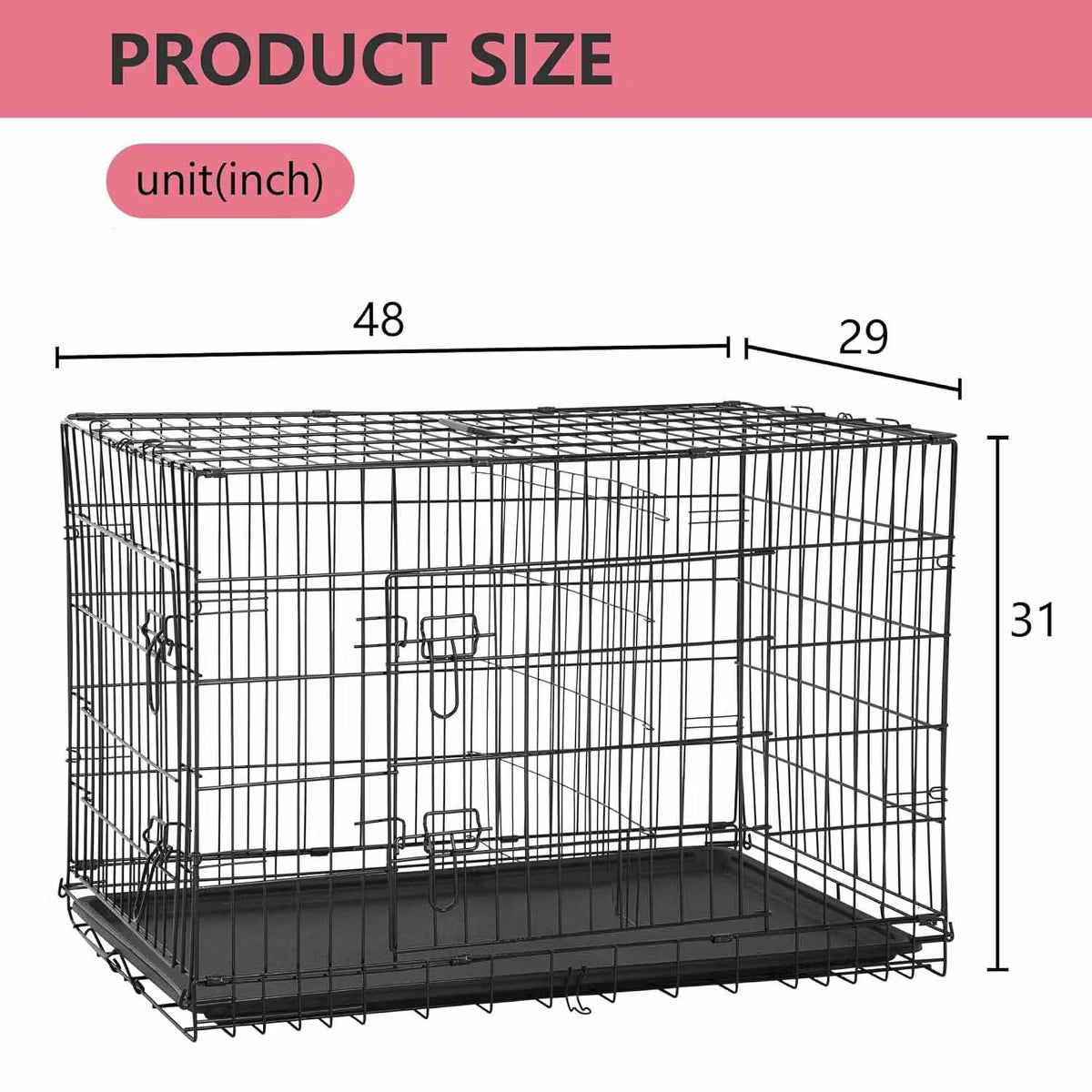 Extra Large Dog Crate Dog Kennel Cage with Double Door