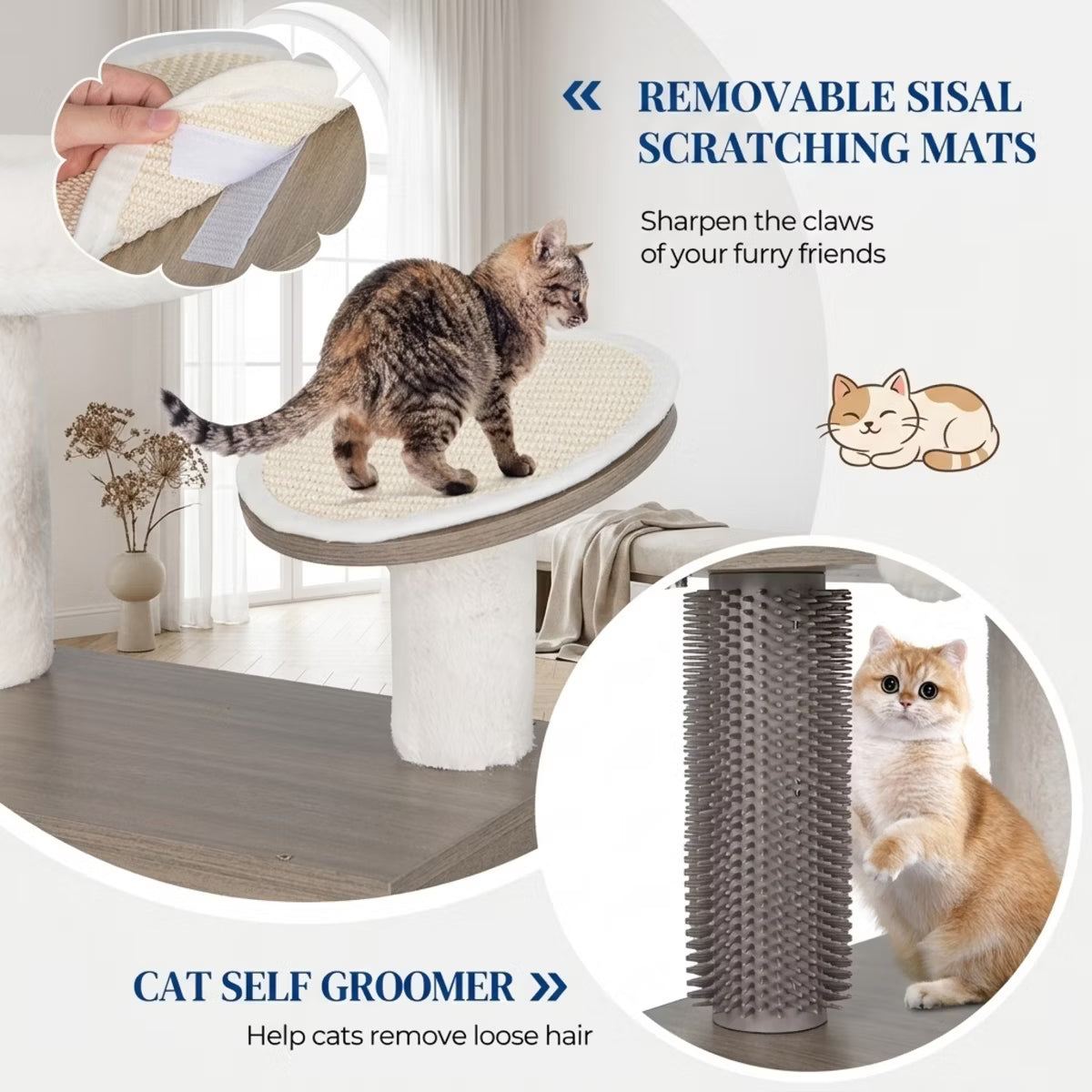52 Inch Cat Tree Tower with Litter Box Enclosure 2-in-1 Cat Condo Furniture with Plush Perch and Sisal Mats,