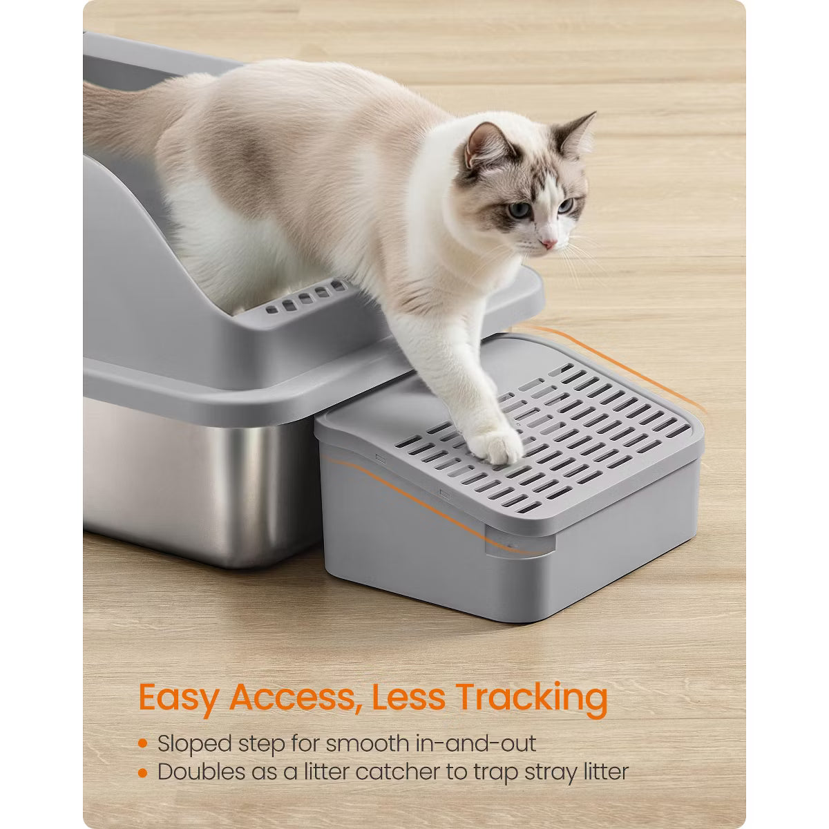 Stainless Steel Cat Litter Box with Open Top,
