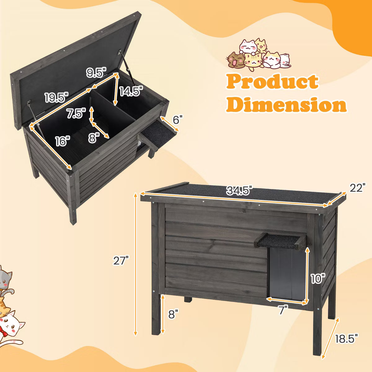 Outdoor Insulated Wooden Cat House