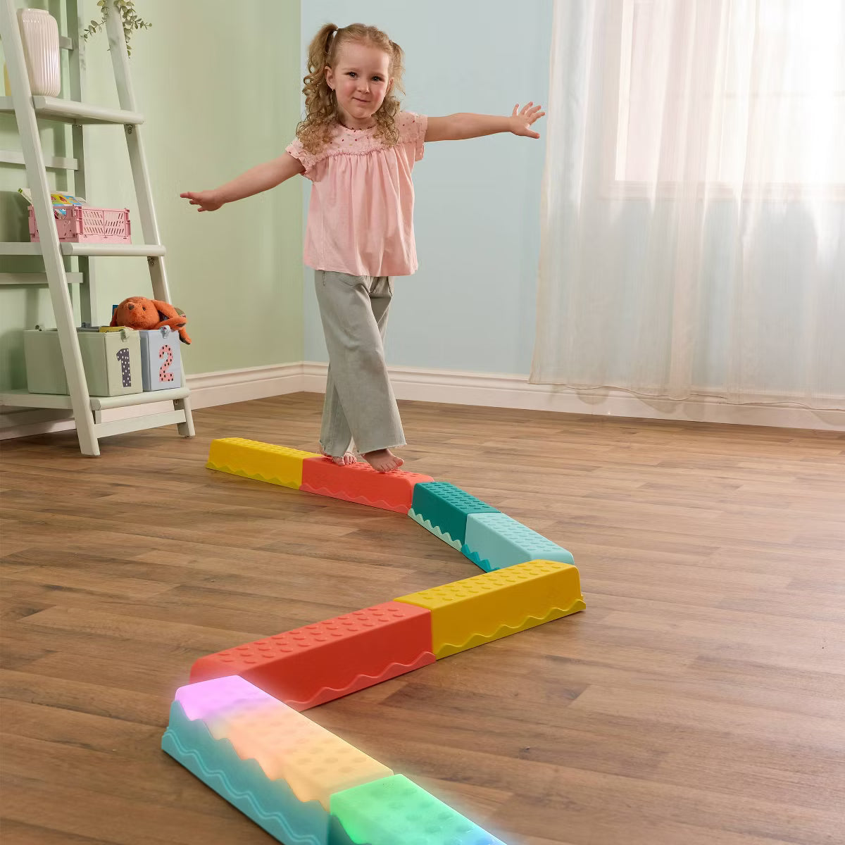 Glow Balance Beams - 8pc Sensory Balance Beams with Lights for Active Play