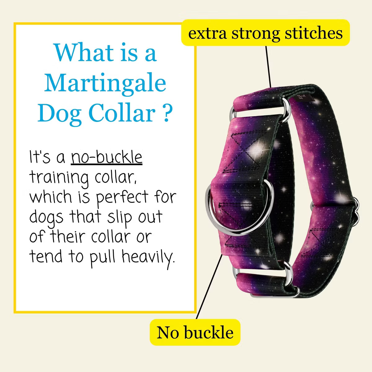 HossFit Jr Wide Martingale Dog Collar (Heavenly Space, Medium)