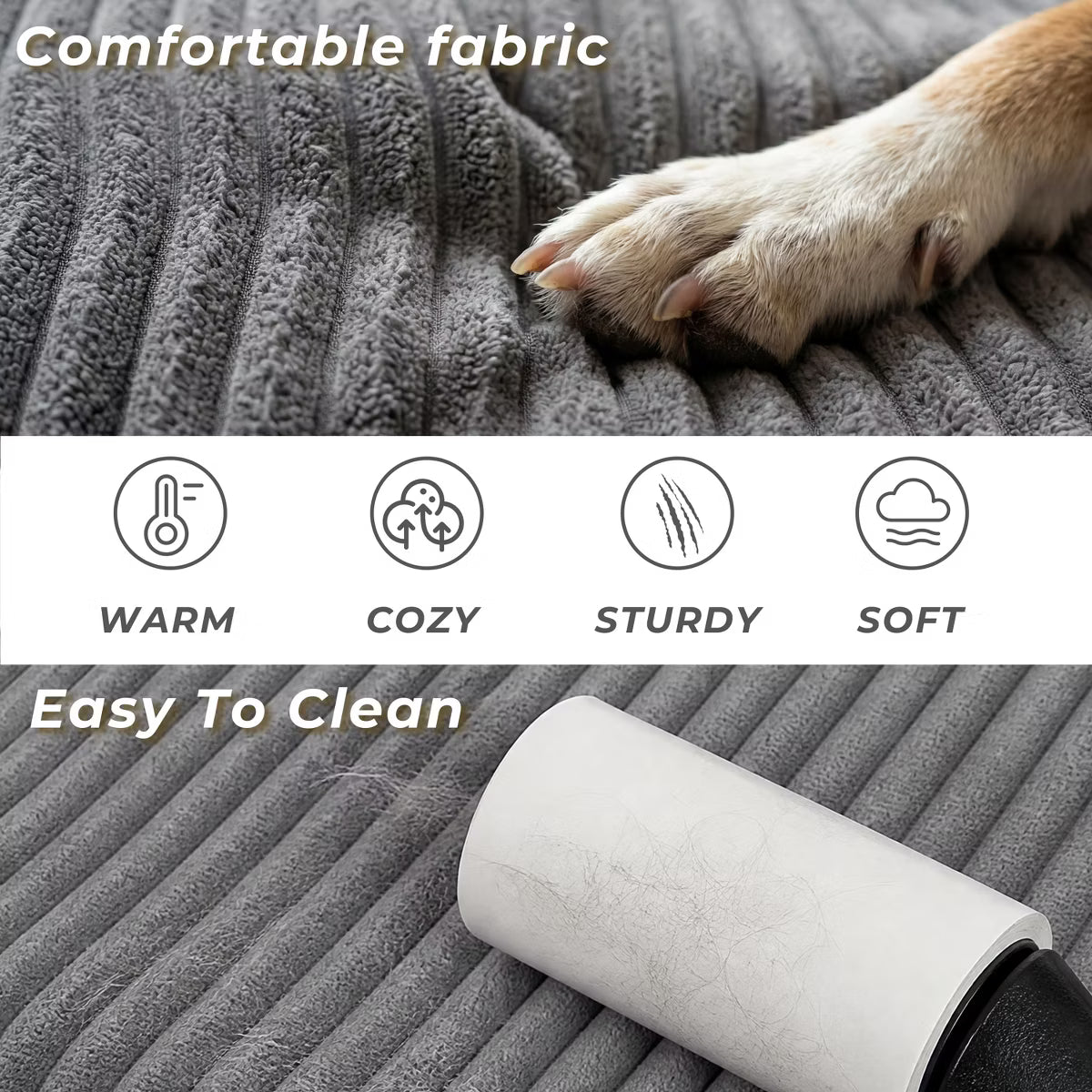 32.6" Orthopedic Corduroy Dog Couch Bed With High Backrest For Dogs Up To 70lbs