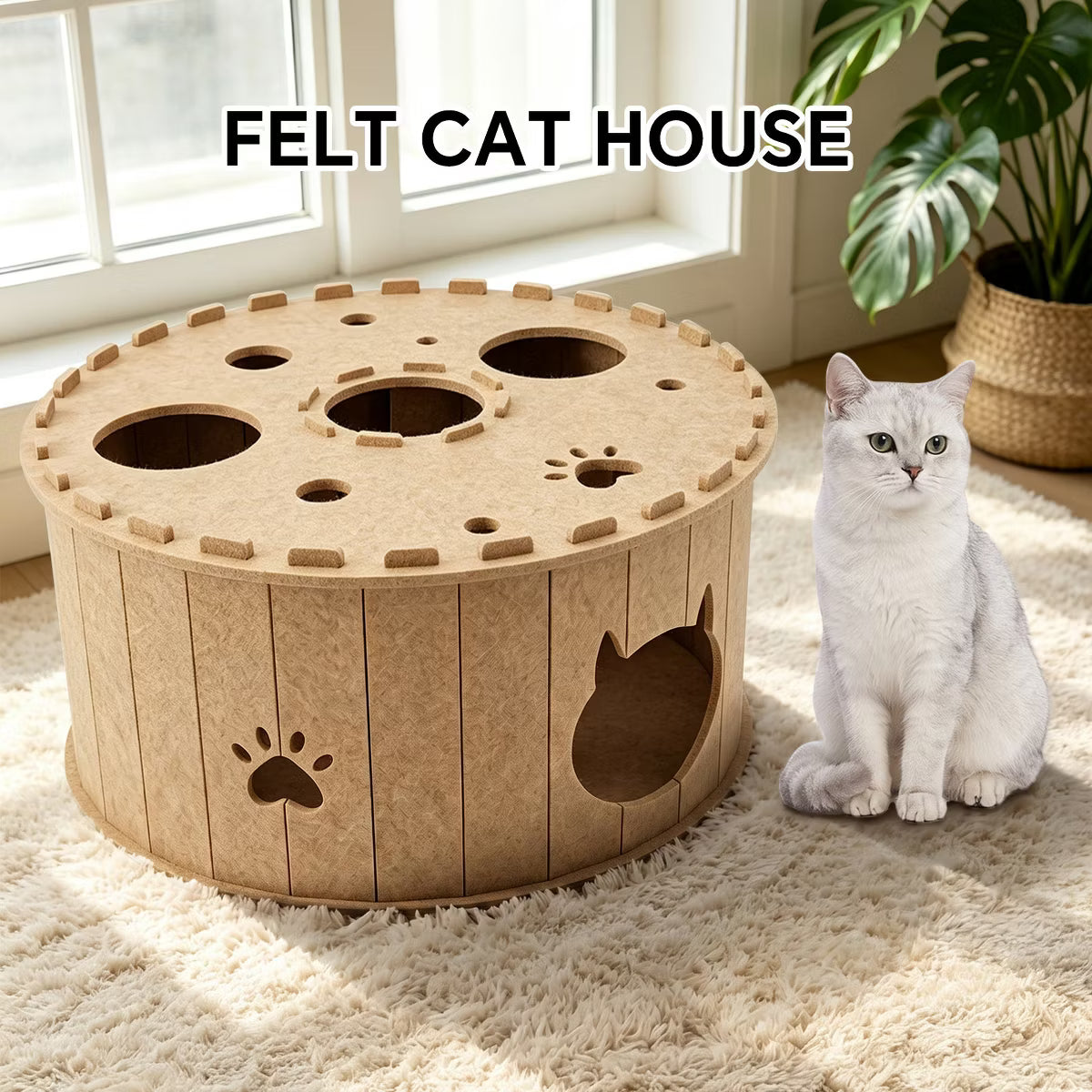 Kitty Cave Tunnel House with Scratching Surface