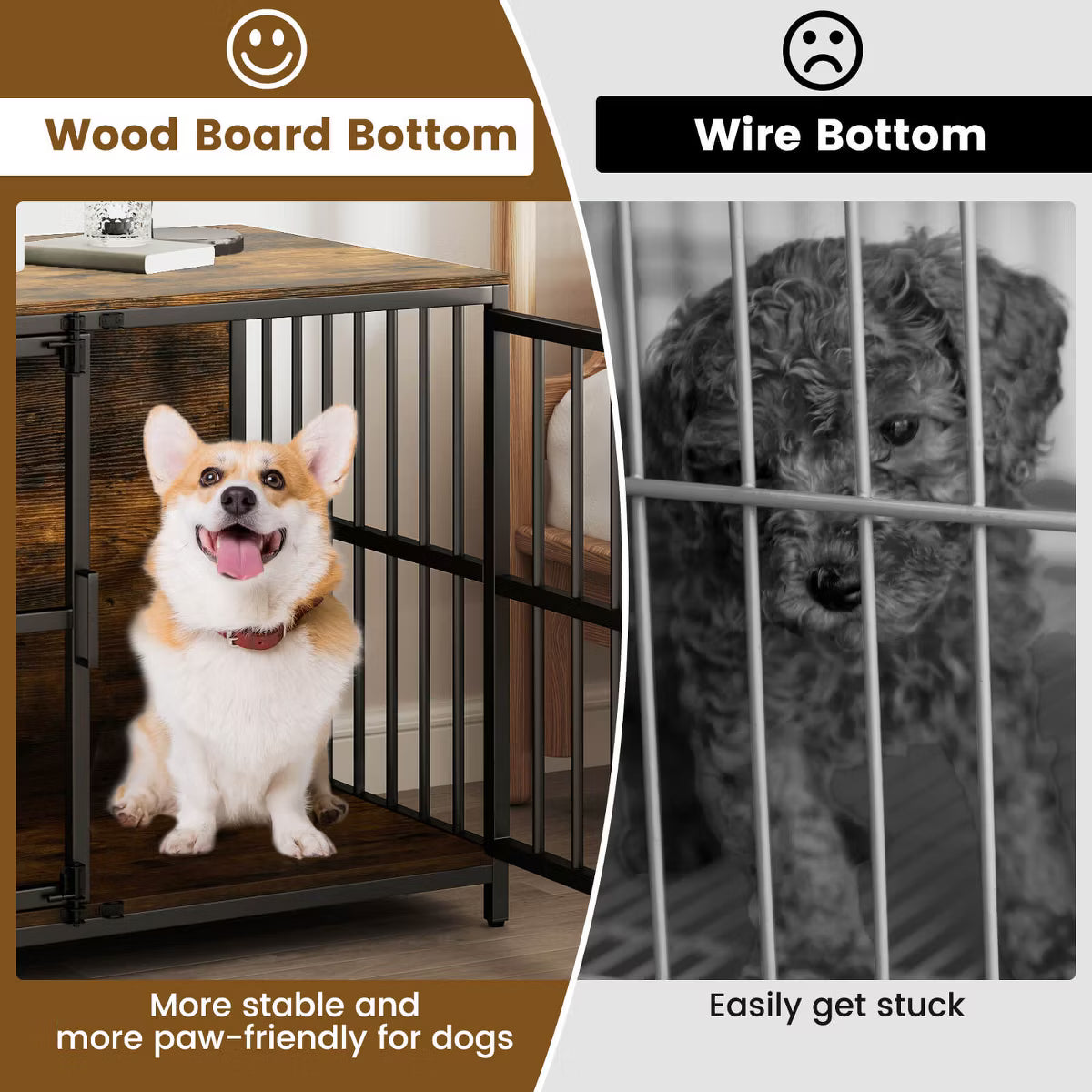 Heavy-duty Dog Crate Furniture with 2 Lockable Doors for Small Medium Breeds Natural