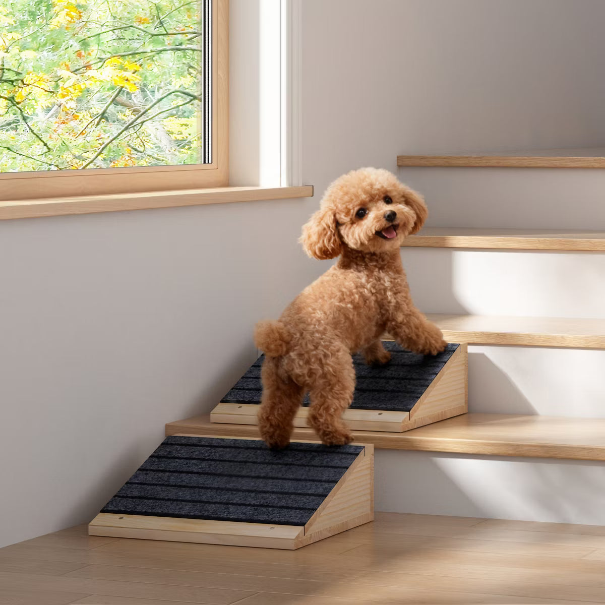 Wooden Dog Stairs with Nonslip Surface