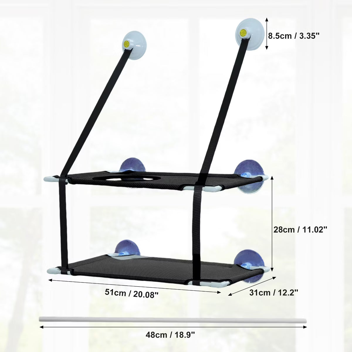 Cat Window Perch 20.08"x12.2"x11.02" Black 1 Pc