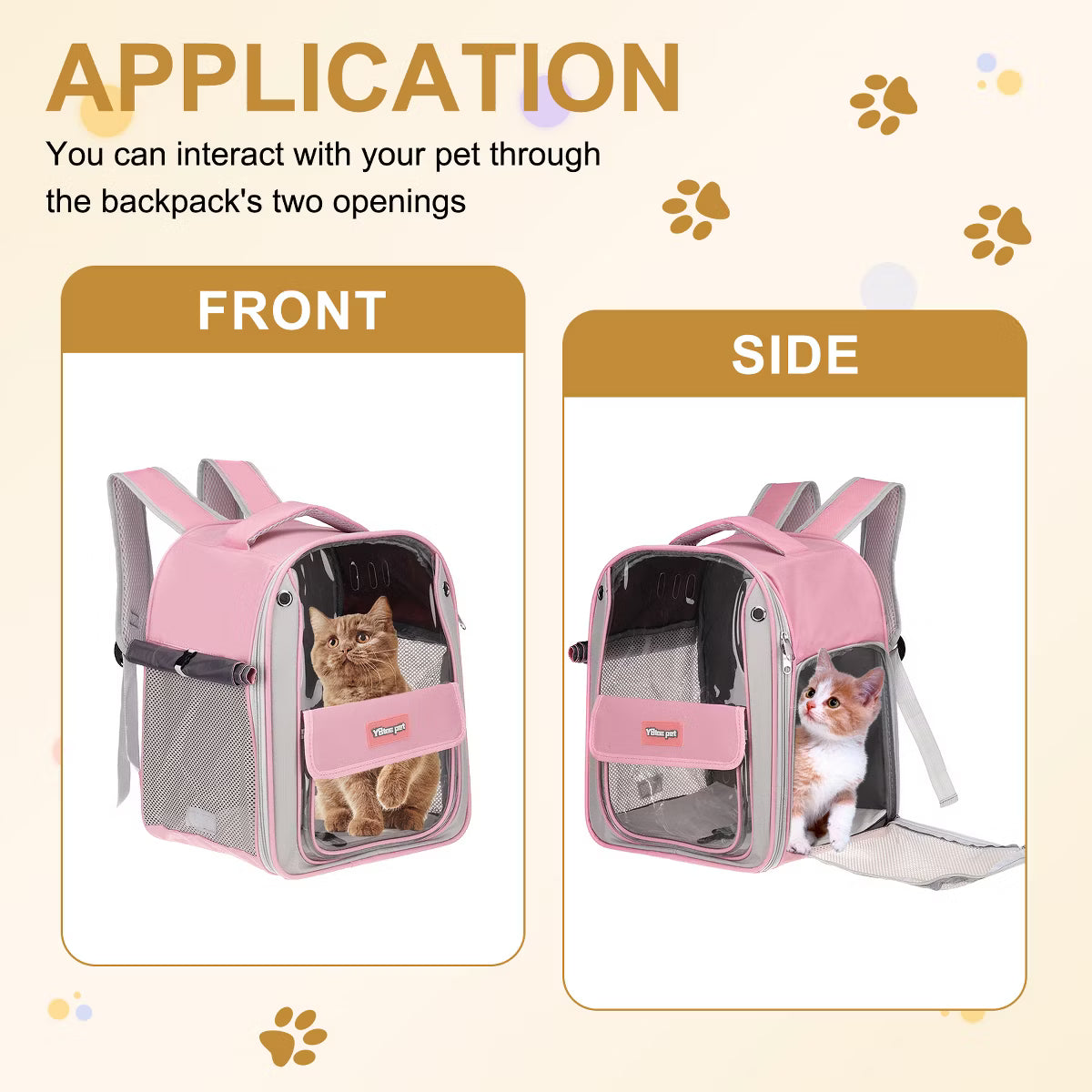 ravel Backpack Carrier for Small Large Cat Pet Dogs Pink
