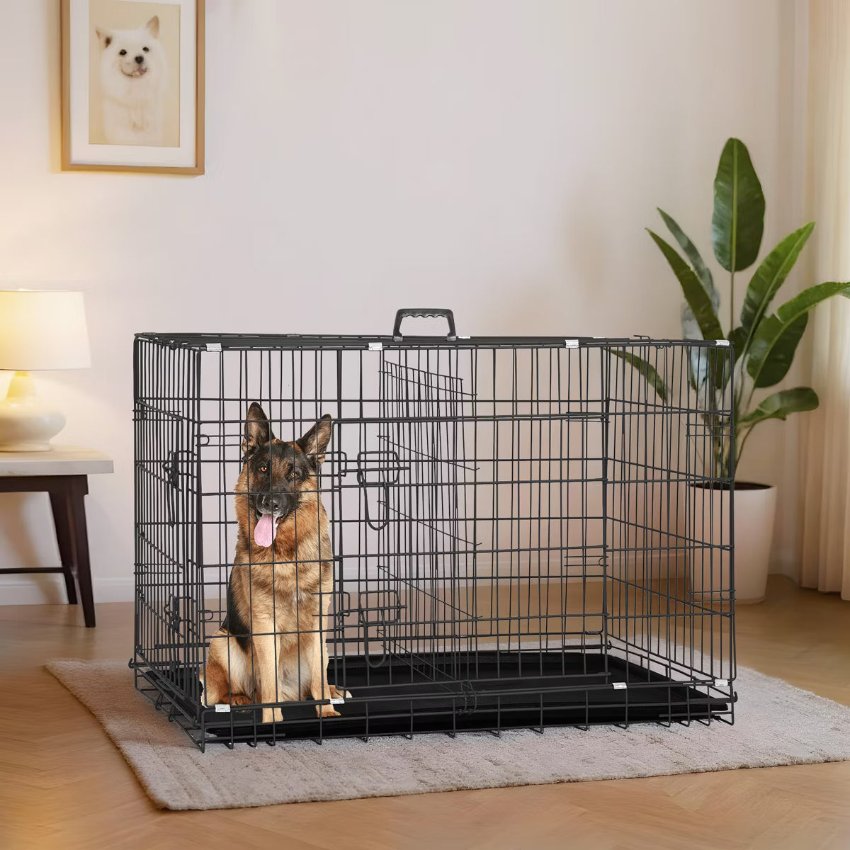 36in Dog Crates for Dogs Folding Mental Wire Crates Dog Kennels Pet Crate with Removable Tray and Handle,