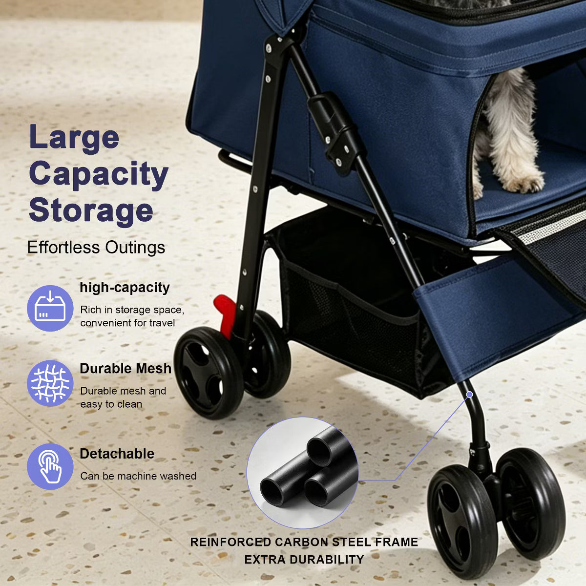 Pet Stroller for Small Dogs and Cats Under 28 lbs,