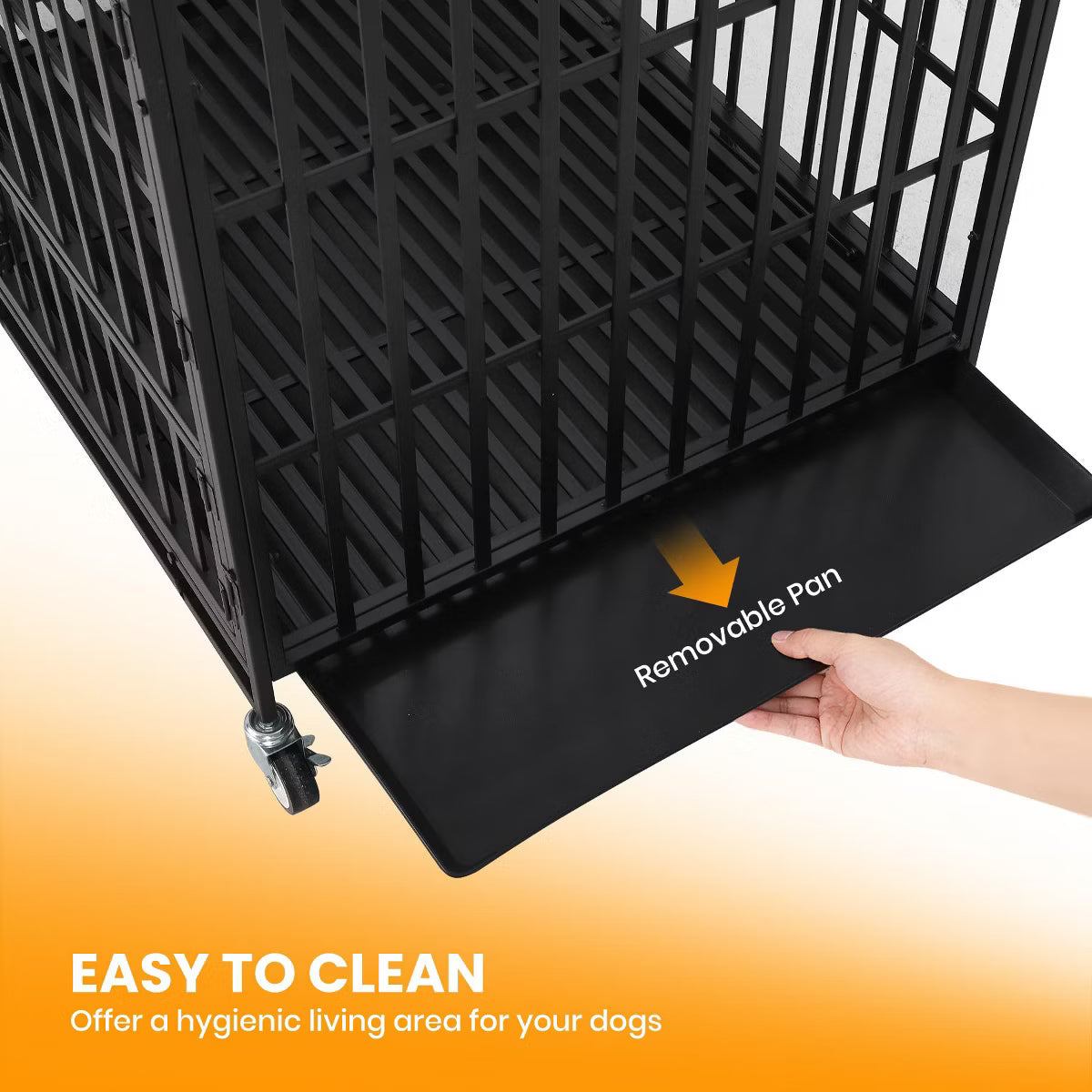 Escape Proof Dog Cage with Rolling Wheels, Sturdy Pet Kennel for Medium and Large Dogs