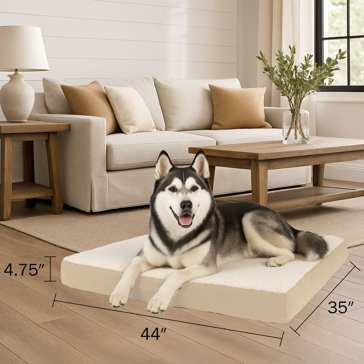 Pet Adobe 2-Layer 44x35 Orthopedic Dog Bed, Tan