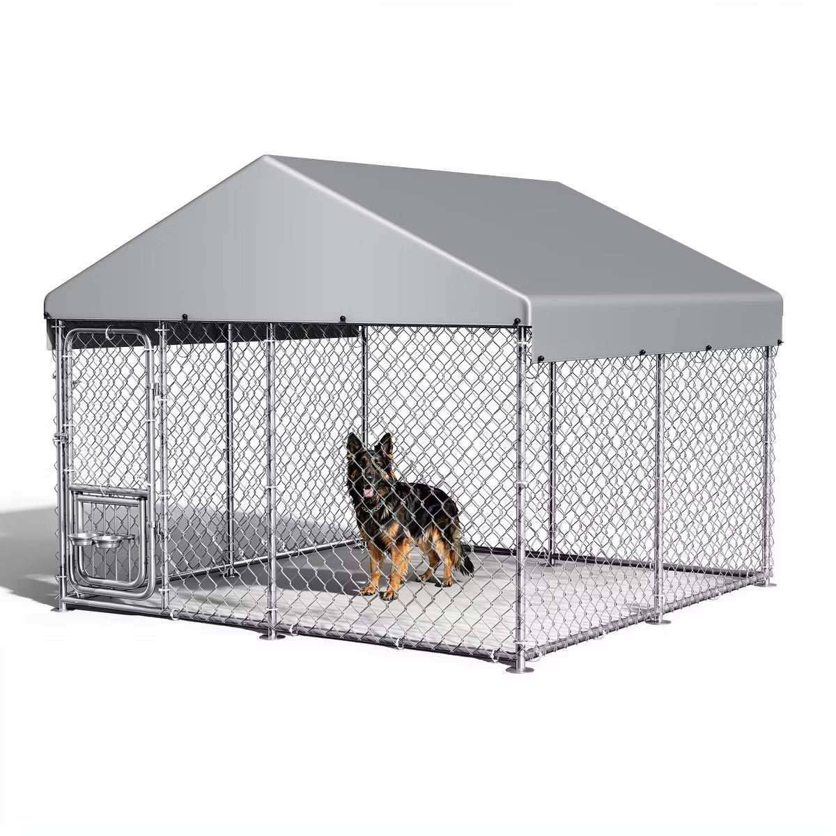 Outdoor Dog Kennel with Waterproof Cover & Lockable Door