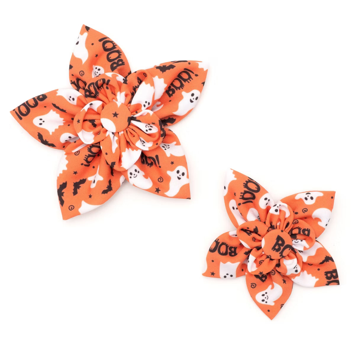 Spooky Halloween Flower - Adjustable Pet Collar Accessory - Orange