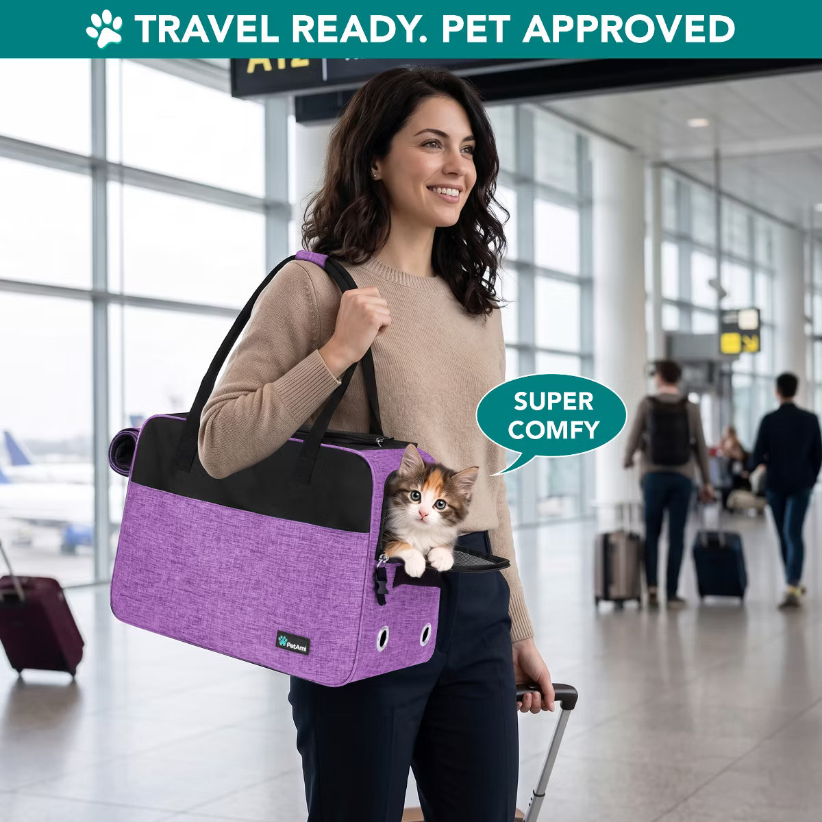 Airline Approved Soft Sided Pet Carrying Bag Pockets