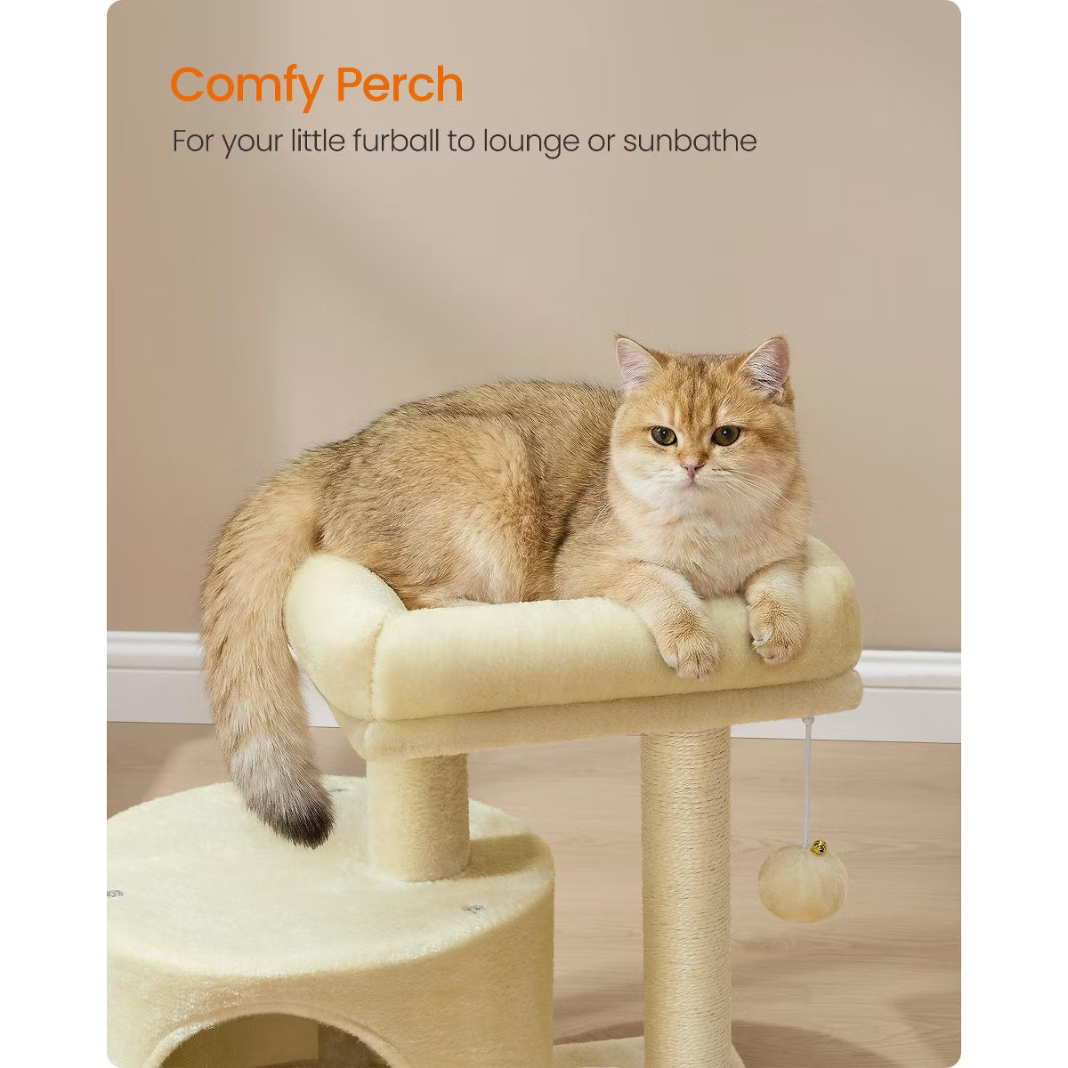 Cat Tree Tower with Sisal Scratching Post, Cat Condo with Padded Perch,