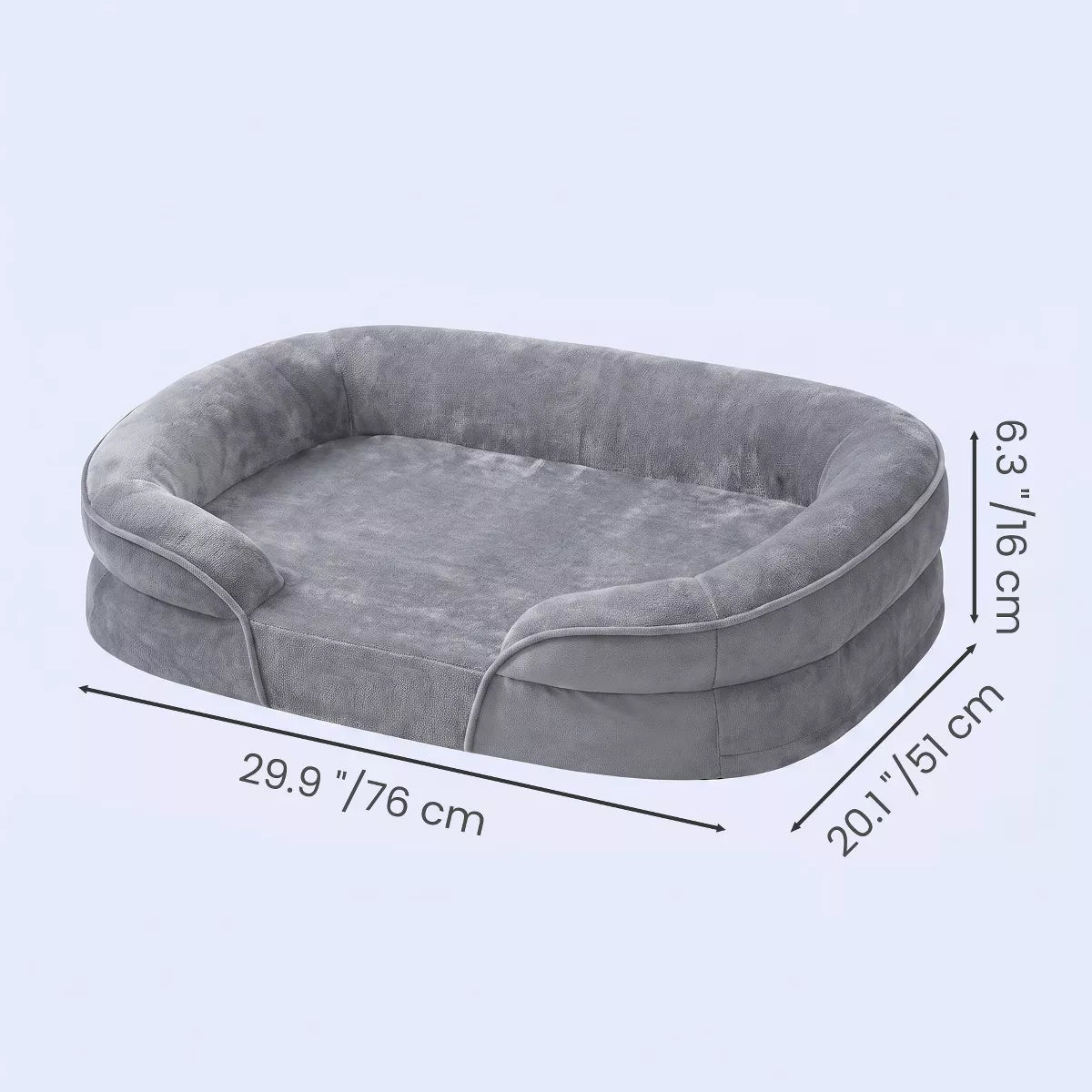 Orthopedic Dog Sofa Bed with Egg Crate Foam and Washable Flannelette Fabric Cover, 29.9 x 20.1 x 7.1 inches,