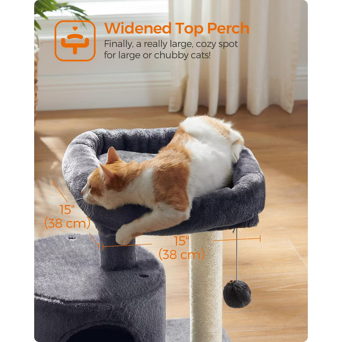Cat Tree Tower with Sisal Scratching Post, Cat Condo with Padded Perch,