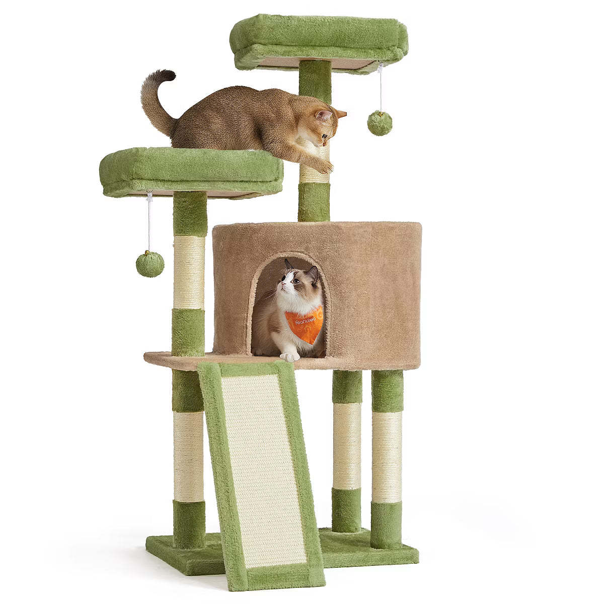 45.3-Inch Cat Tree Tower, Grass Green & Brown
