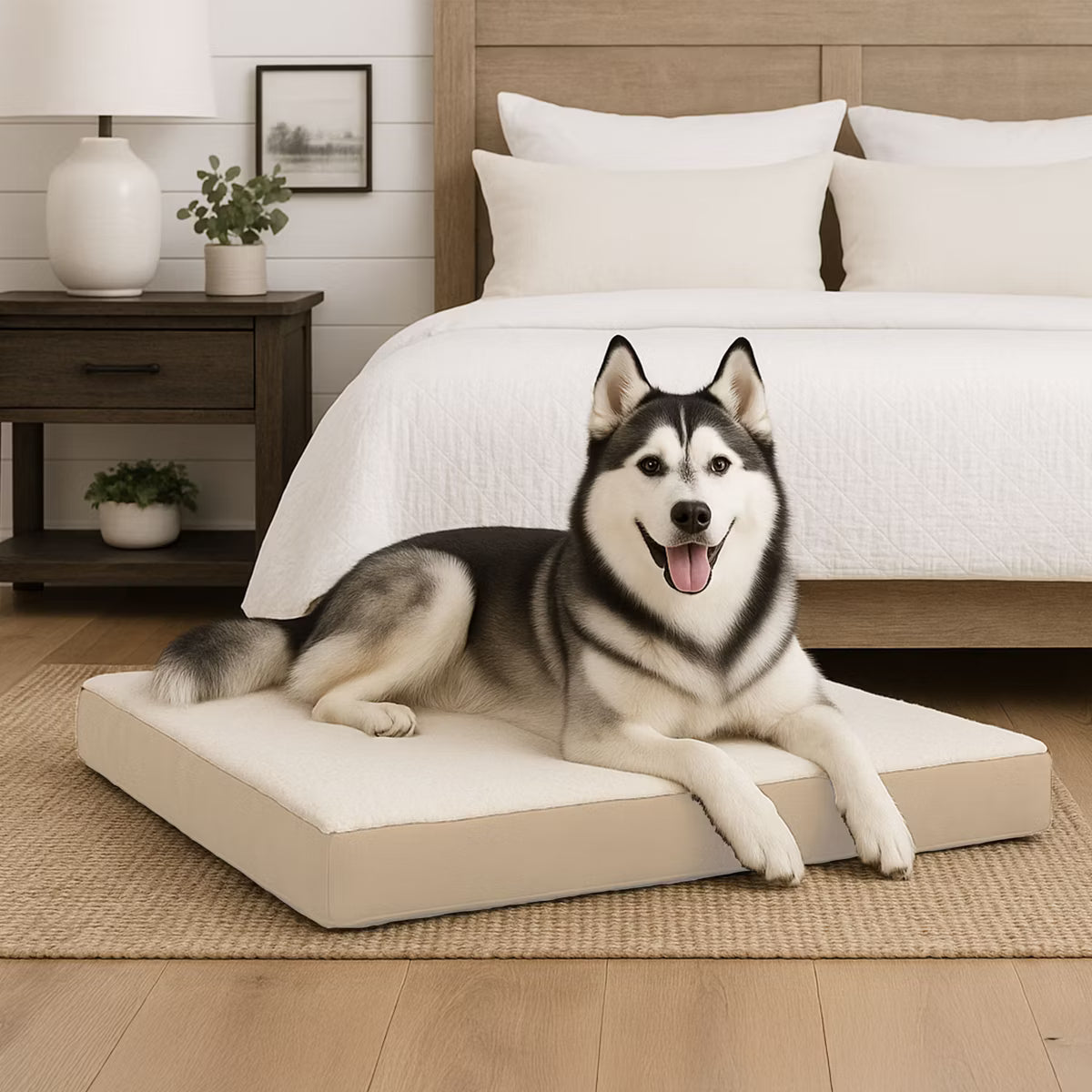 Pet Adobe 2-Layer 44x35 Orthopedic Dog Bed, Tan