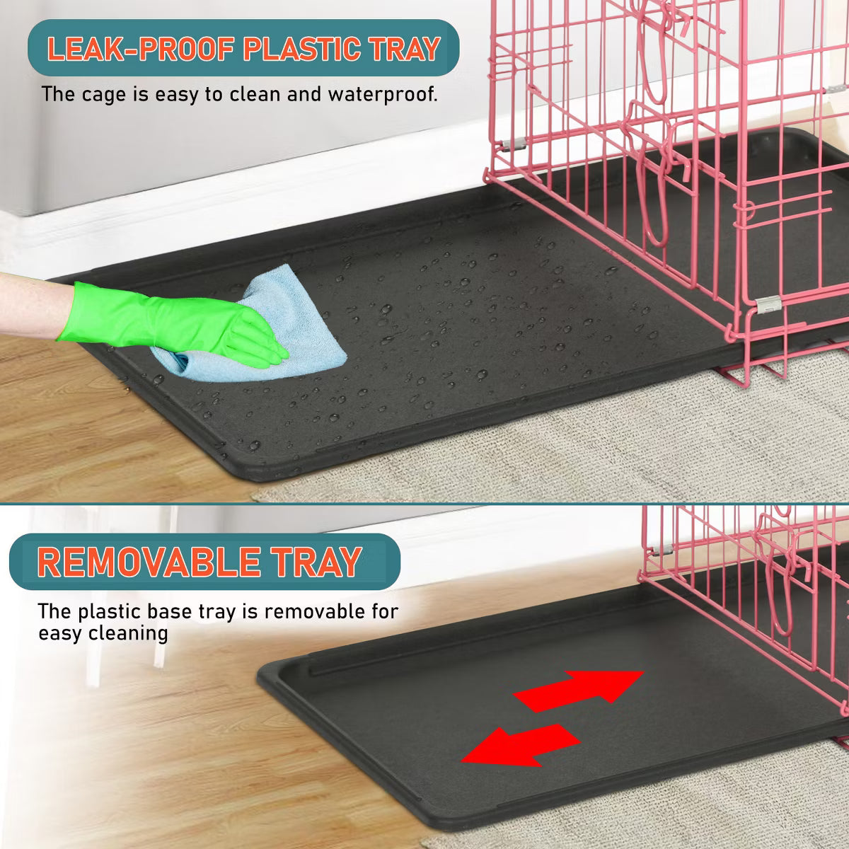 36in Dog Crates for Dogs Folding Mental Wire Crates Dog Kennels Pet Crate with Removable Tray and Handle,