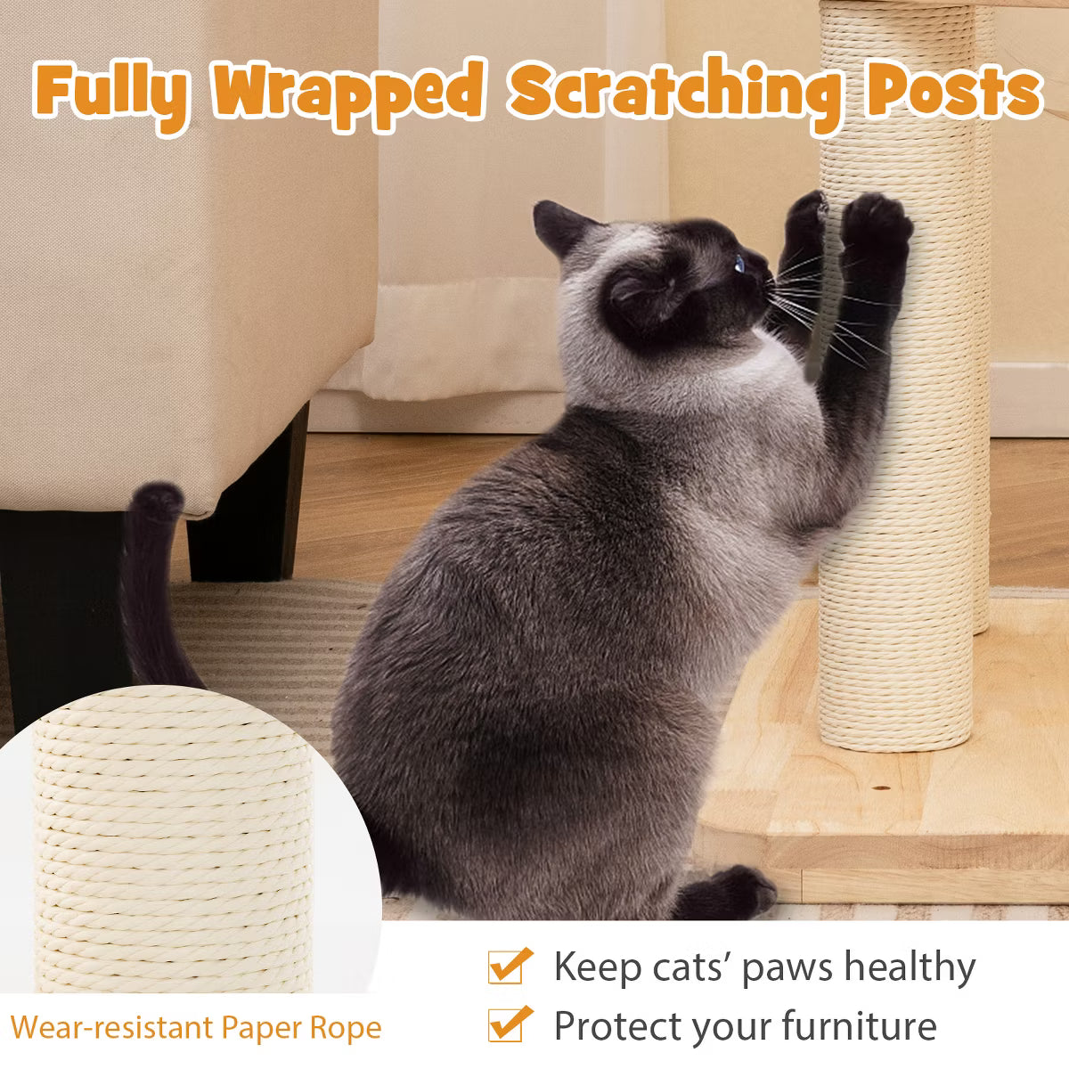4-in-1 Building Block Cat Tree w/ Space Capsule Nest Padded Platform Hanging Toy