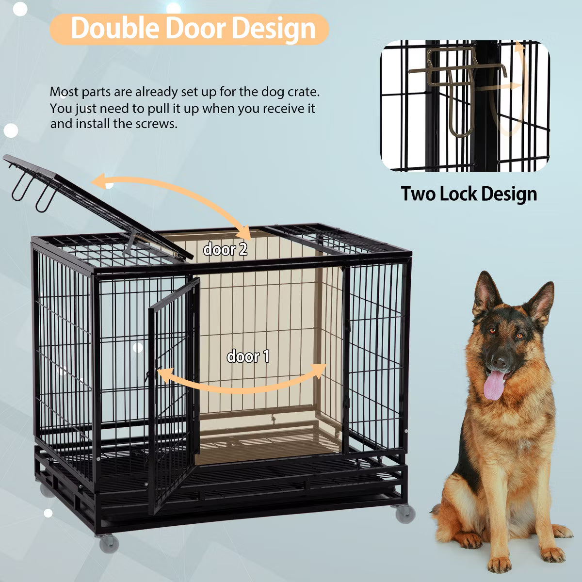 42 Inch Dog Crate Heavy Duty Dog Kennel Indoor Outdoor