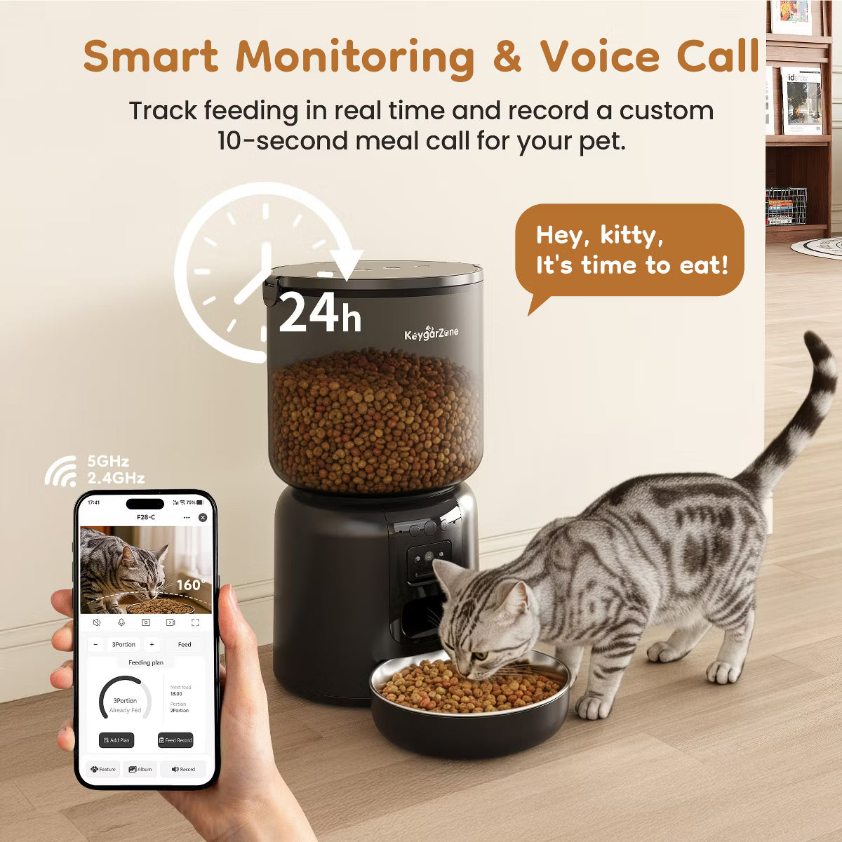 4L Automatic Pet Cat Feeder with Camera, WiFi,