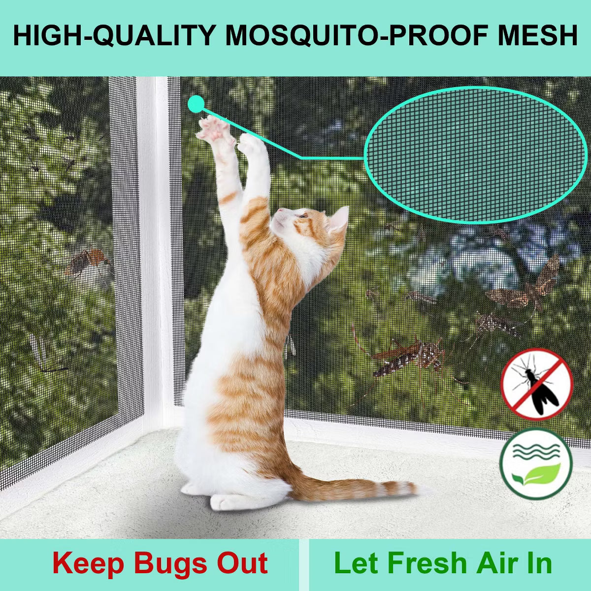 Cat Window Perch Catio with Windproof Cover