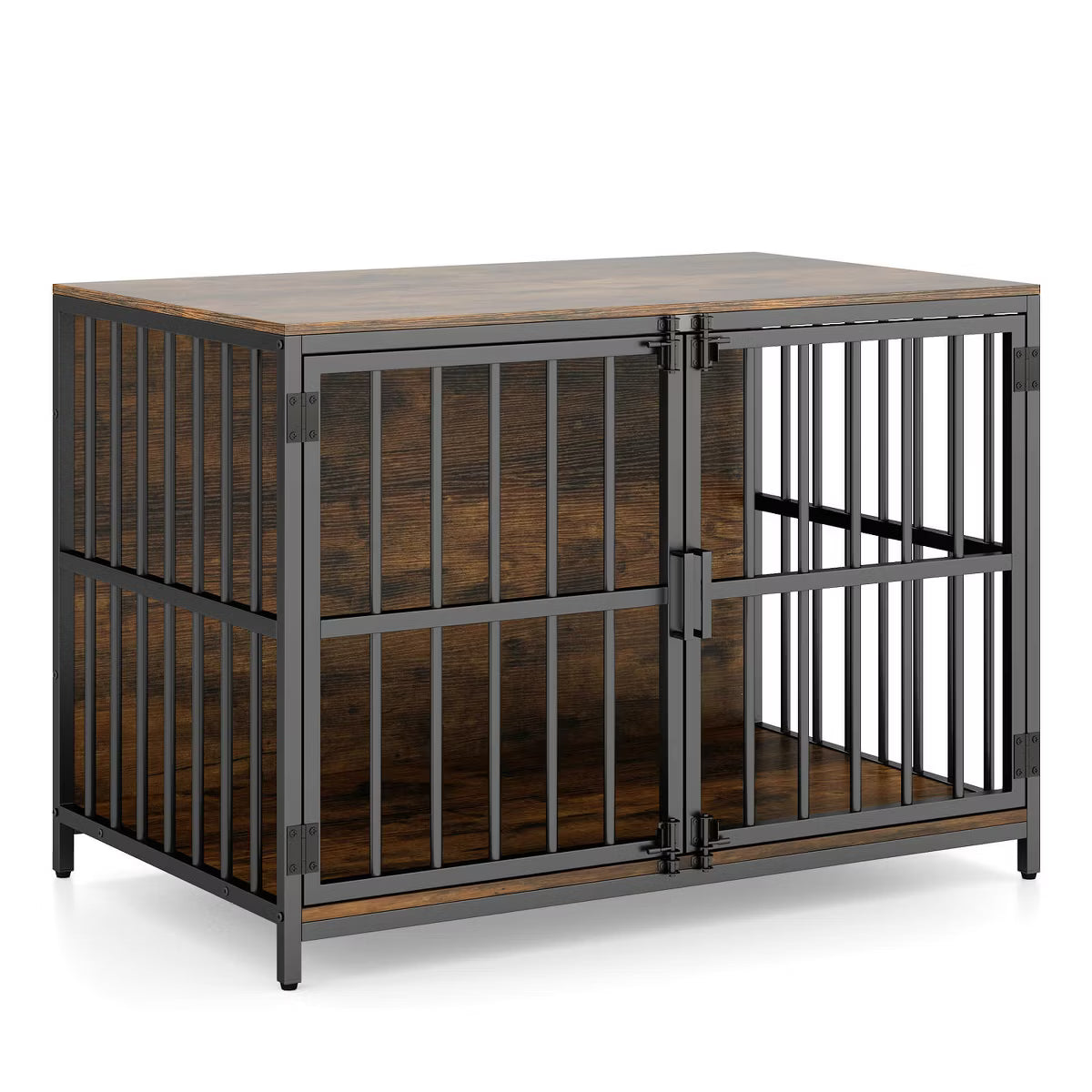 Heavy-duty Dog Crate Furniture with 2 Lockable Doors for Small Medium Breeds Natural